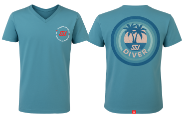 SSI Store - SSI Diver V-Neck Shirt Men, Aqua, Tropical Ocean Style T ...